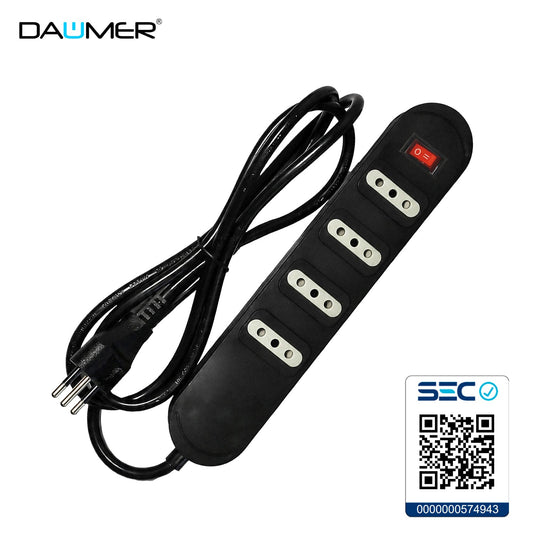 ALARGADOR CON INTERRUPTOR 4 ENCHUFES NEGRO 3MTS