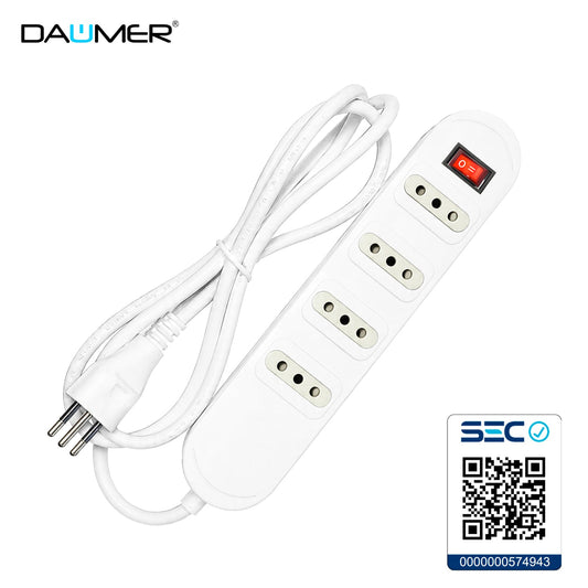 ALARGADOR CON INTERRUPTOR 4 ENCHUFES BLANCO 3 MTS
