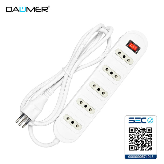 ALARGADOR CON INTERRUPTOR 5 ENCHUFES BLANCO 5MTS