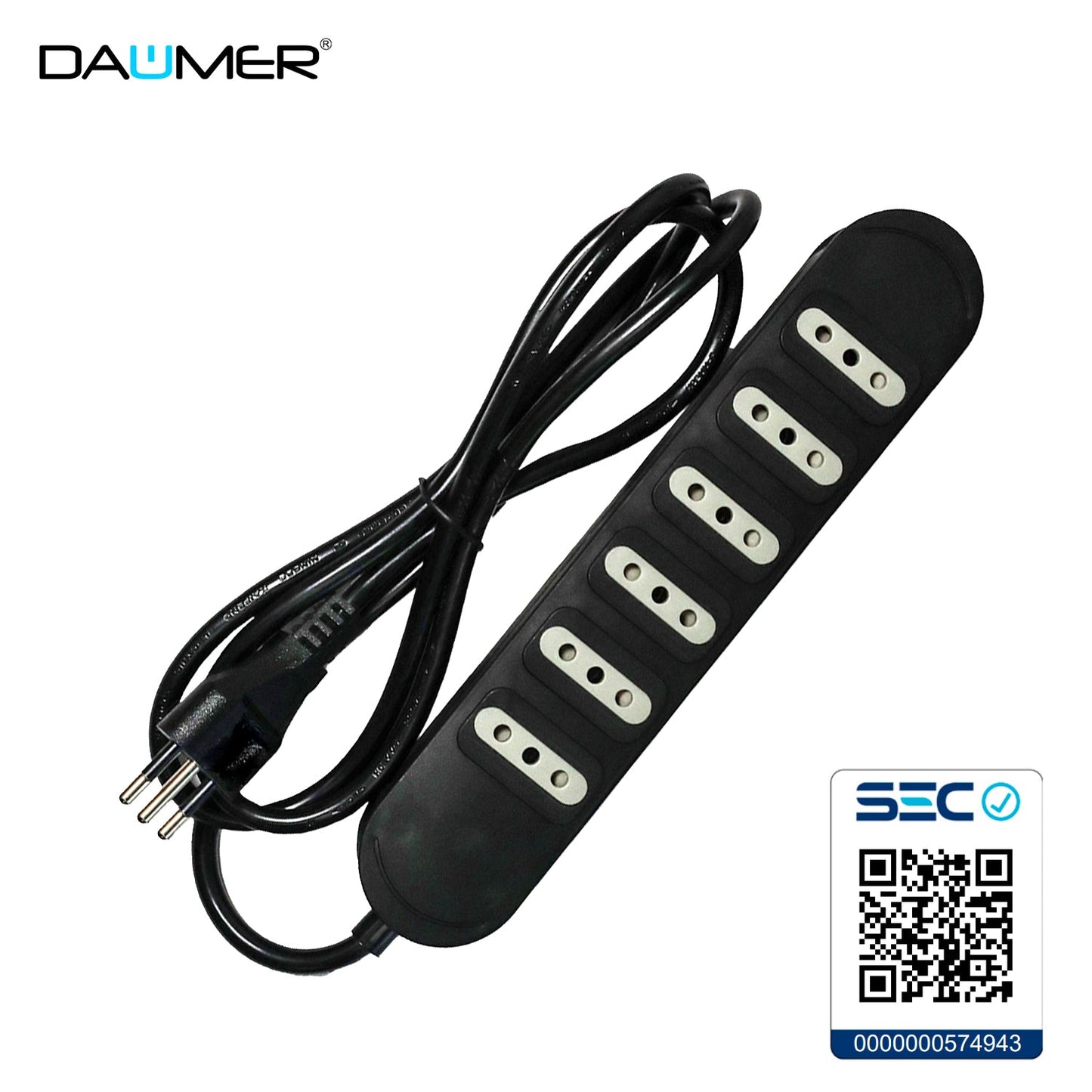 ALARGADOR 6 ENCHUFES NEGRO 1.5MTS