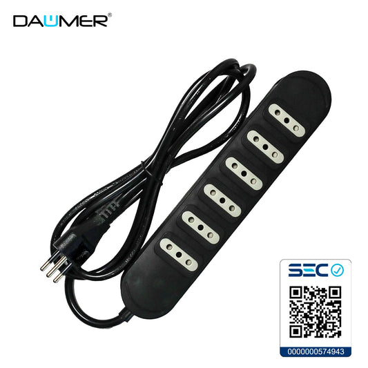 ALARGADOR 6 ENCHUFES NEGRO 1.5MTS