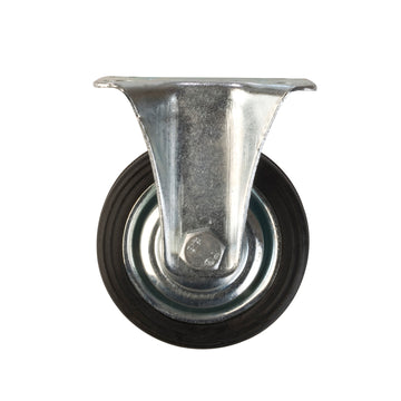 RUEDA DE GOMA CON BASE FIJA LLANTA METÁLICA