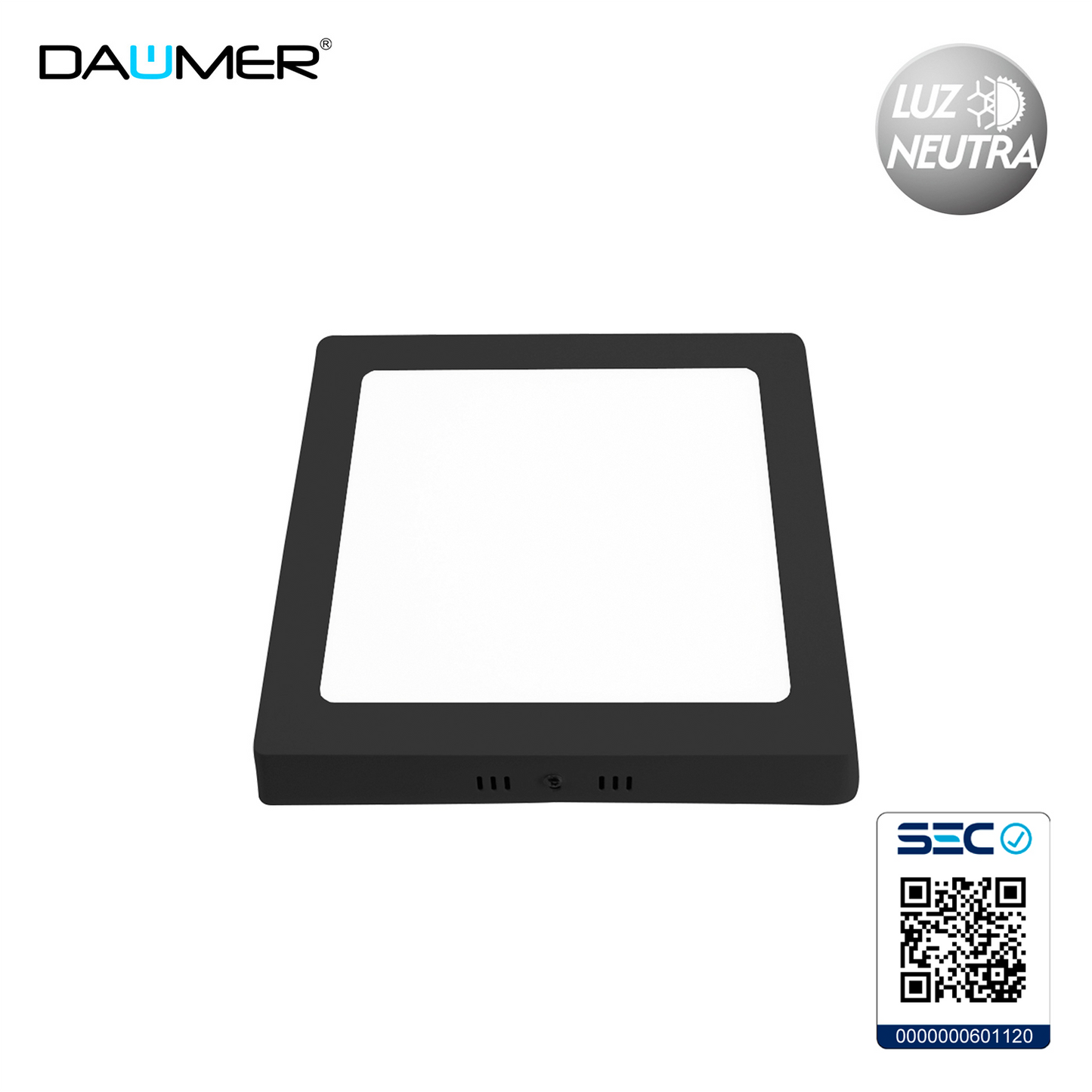 SOBREPUESTO LED CUADRADO NEGRO 24W