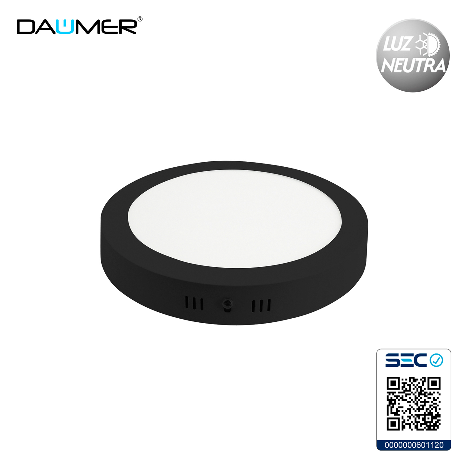 SOBREPUESTO LED REDONDO NEGRO 18W