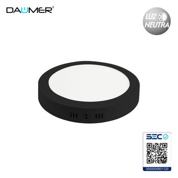 SOBREPUESTO LED REDONDO NEGRO 18W