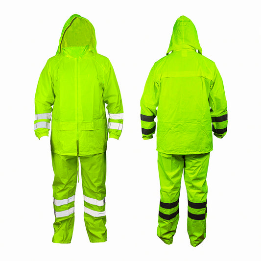 TRAJE IMPERMEABLE VERDE FLÚOR CHAQUETA PANTALÓN